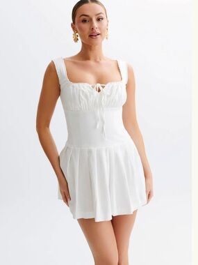 White Meshki Sweetheart Tie-Front Mini Dress